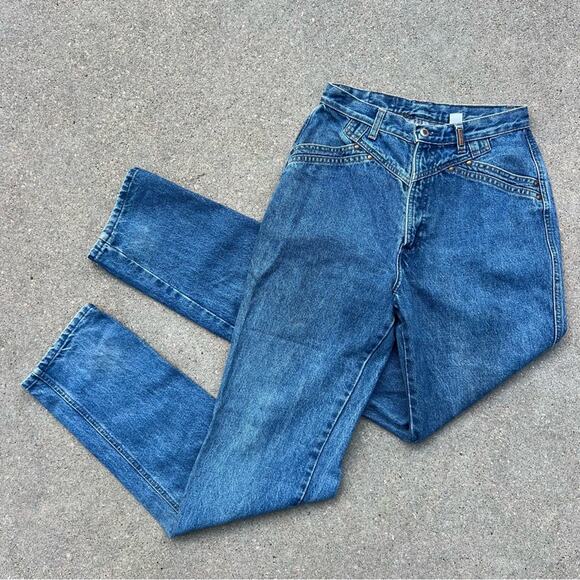Vintage 90s Rockies high-rise wedgie cowgirl bareback western jeans taper ankle